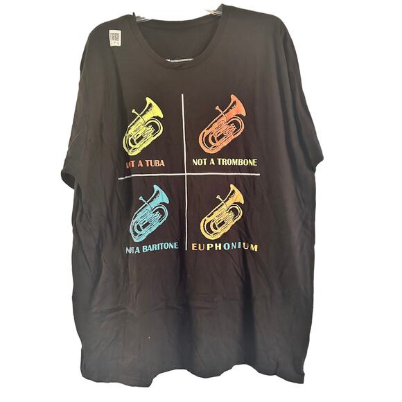 New with Tags Dark Gray Graphic T Shirt with Euphonium Size 2XL - Picture 1 of 4